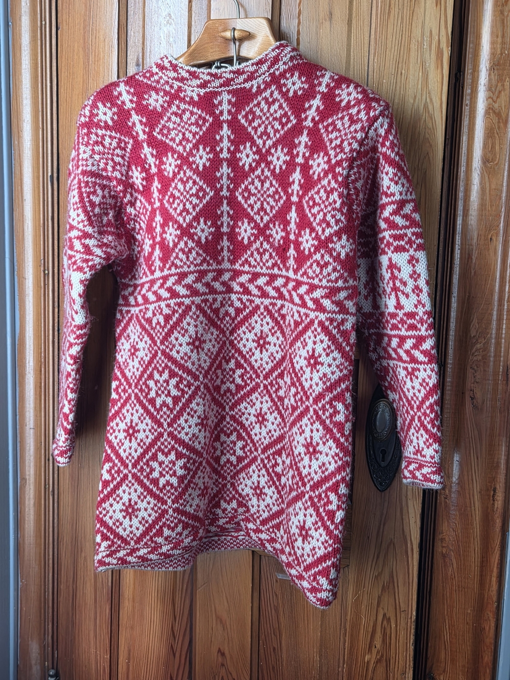 Studio Red and White Nordic Cardigan Sweater